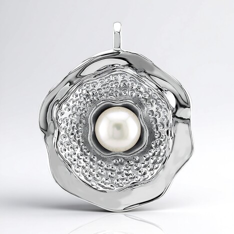 Ciondolo in argento con Perla d'Acqua Dolce Bianca (TPC)