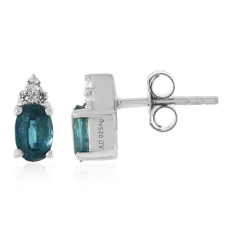 Orecchini in argento con Cianite Blu Foglia di Tè