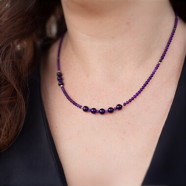 Sambia-Amethyst-Silberhalskette (Riya)