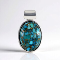 Ciondolo in argento con Turchese Ramato Blu Mohave