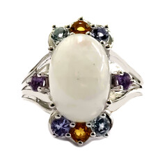 Regenbogen-Mondstein-Silberring