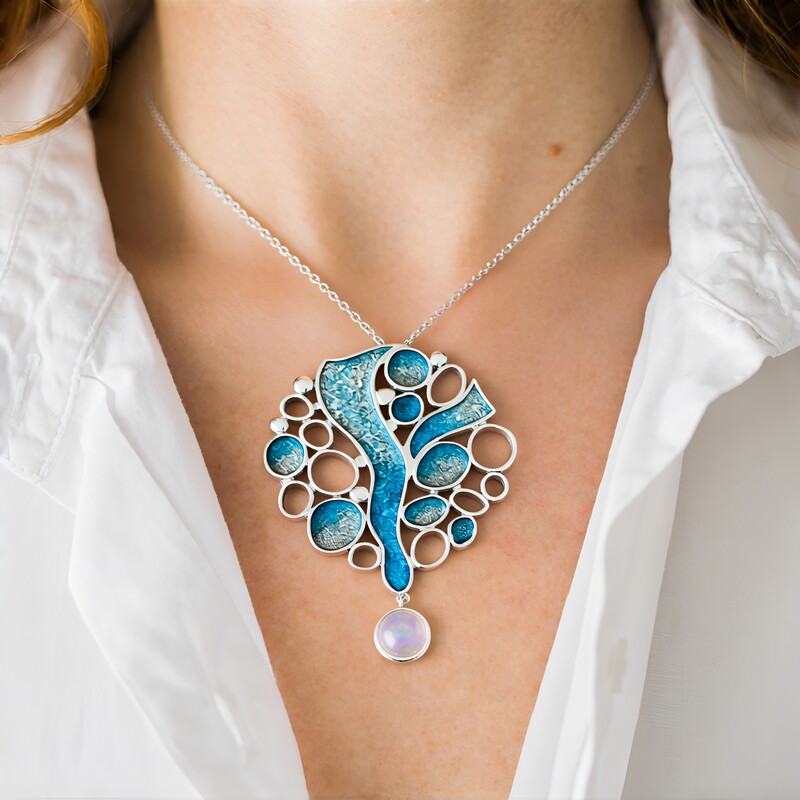 Welo-Opal-Silberhalskette (Adela Silber)