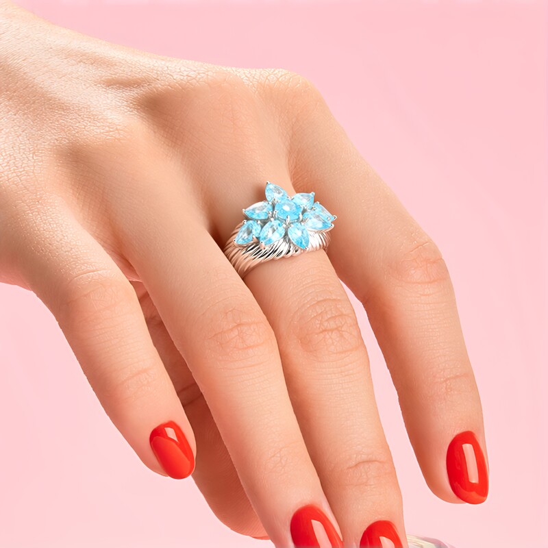 Anillo en plata con Apatita azul (de Melo Essence)