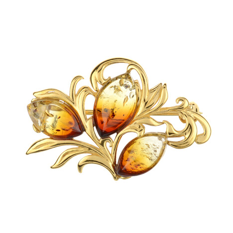 Baltischer Sunrise-Bernstein-Silberbrosche (dagen)