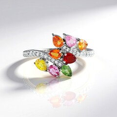 Anello in argento con Zaffiro Fancy