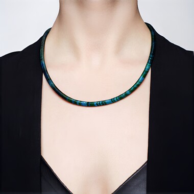 Collar en plata con Hematita multicolor