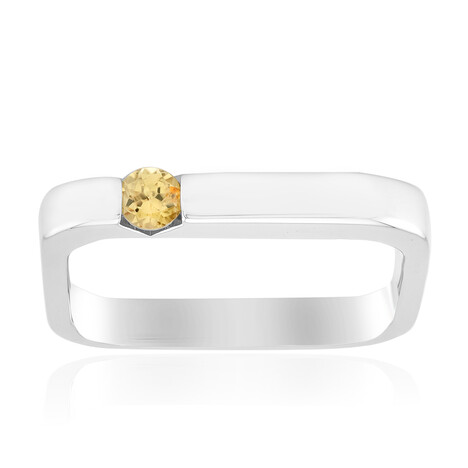 Zilveren ring met een Gele Zirkoon