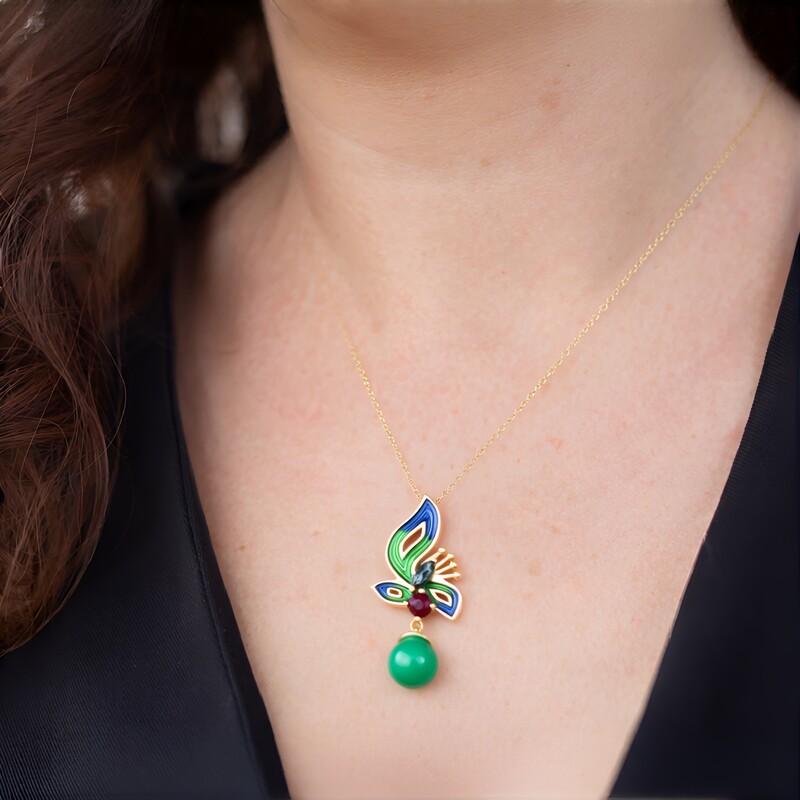 Collana in argento con Onice Verde (Adela Silber)