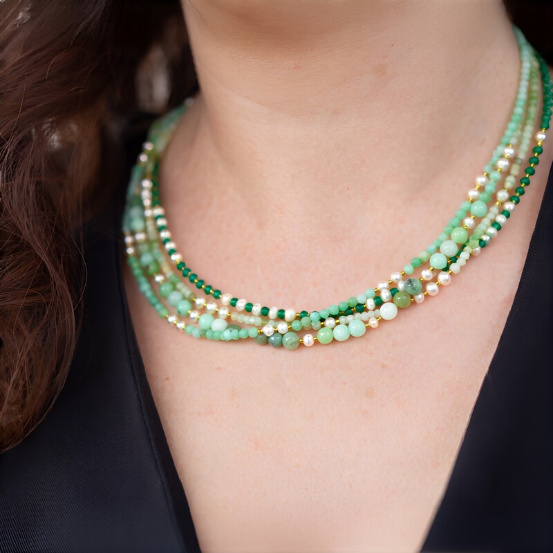 Collana in argento con Crisoprasio (Riya)