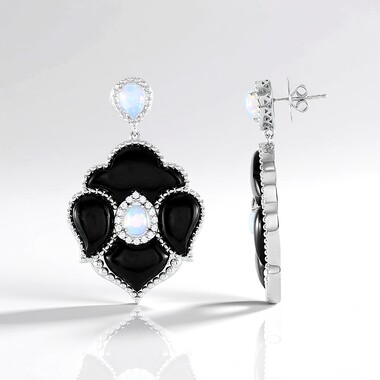 Schwarzer Achat-Silberohrringe (Dallas Prince Designs)