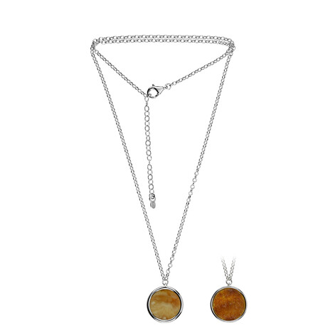 Zilveren halsketting met een Baltische barnsteen (dagen)