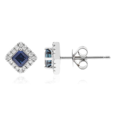 10K Ceylon Blue Sapphire Gold Earrings