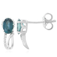Pendientes en plata con Cianita pavo real