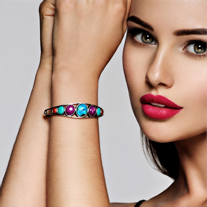 Bransoletka bangle ze srebra - Turkus Kingman Blue Mohave  (Jones Lee)