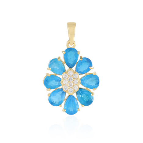 Pendentif en argent et Apatite bleu néon