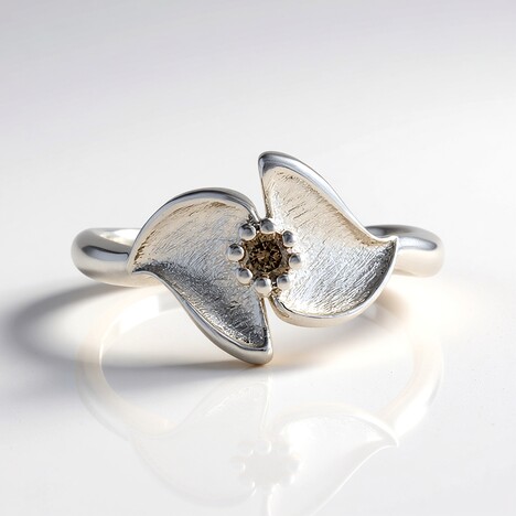 Bague en argent et Diamant champagne I2