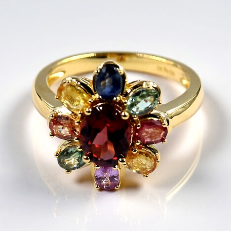 Anello in argento con Granato Mozambico