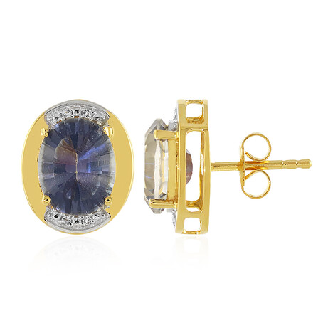 Zilveren oorbellen met blauwe mystieke kwartskristallen