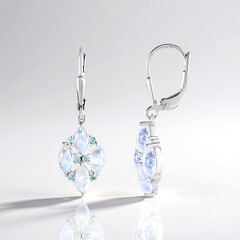 Orecchini in argento con Pietra di Luna Blu (KM by Juwelo)