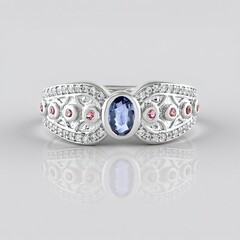 Anello in argento con Zaffiro Ceylon Blu (non riscaldato)