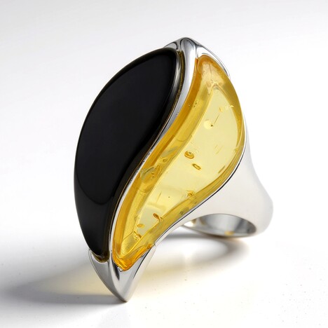 Anello in argento con Ambra Baltica Limone (dagen)
