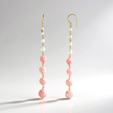 Boucles d'oreilles en argent et Opale rose (de Melo Essence)