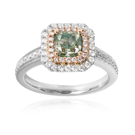 Gouden ring met een SI2 Groene Diamant (CIRARI)