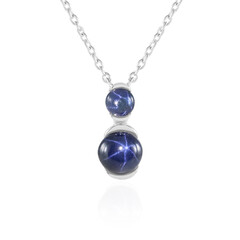 Collier en argent et Saphir étoilé bleu