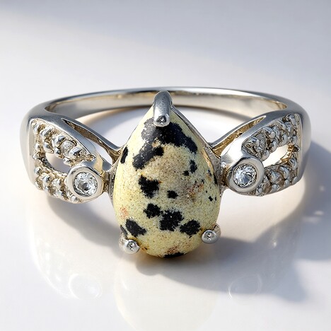Anello in argento con Diaspro Dalmata