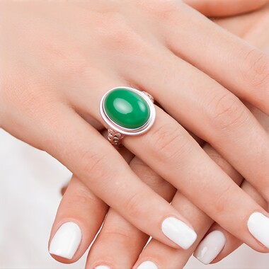 Bague en argent et Onyx vert
