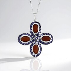 Collana in argento con Pietra di Luna Cioccolato