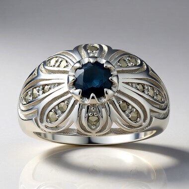 Anillo en plata con Zafiro azul (Annette classic)
