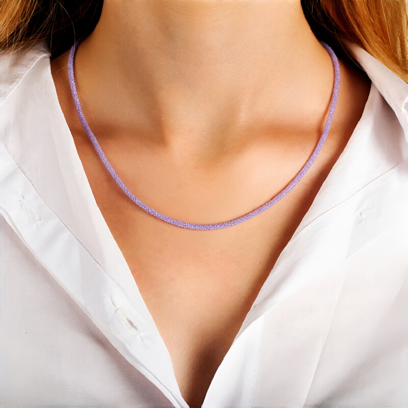 Zilveren halsketting met tanzanieten