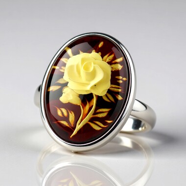 Zilveren ring met een kersrode Baltische barnsteen (dagen)