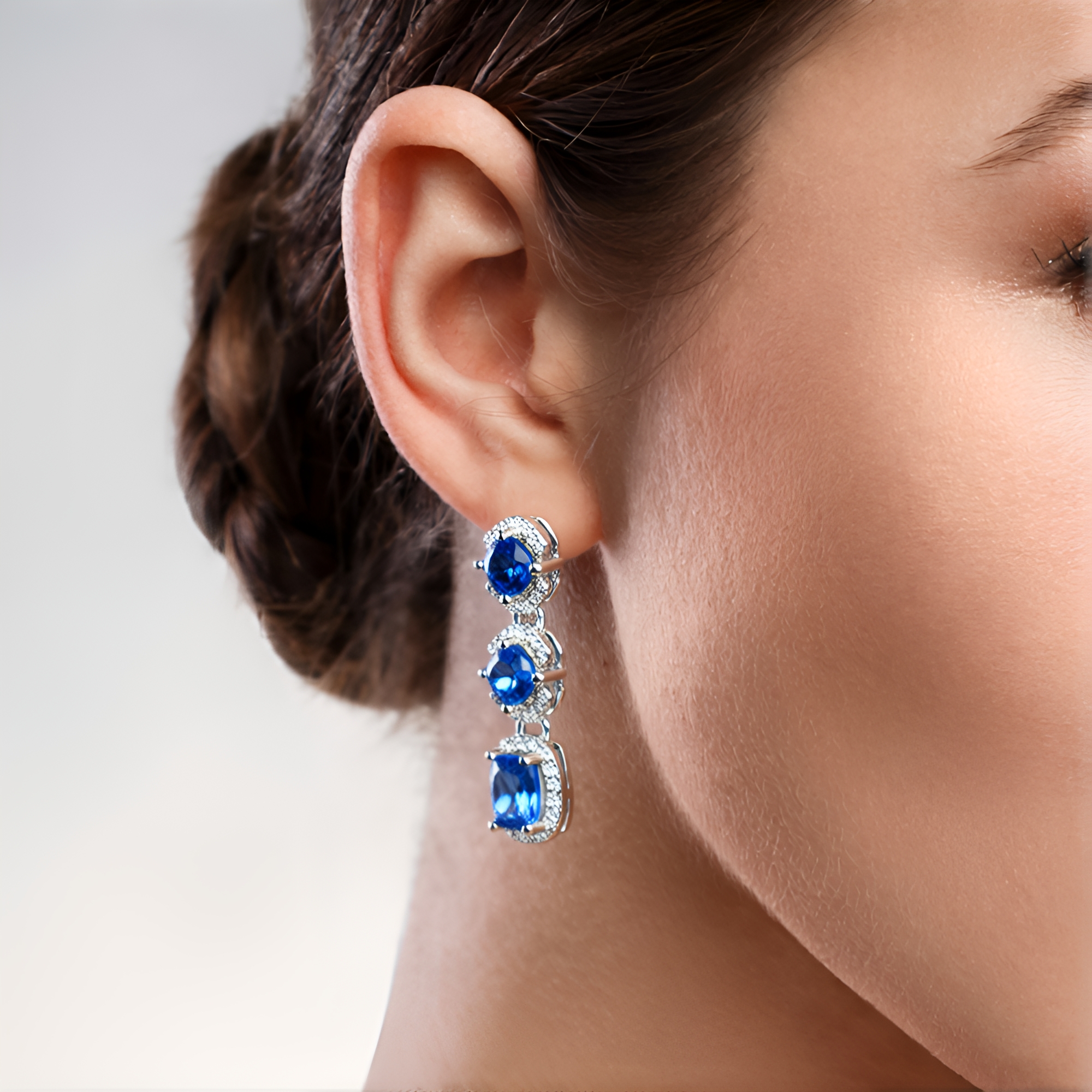 Orecchini Pendenti In Argento 925 Placcato Oro Con Quarzo Fumé - Taglio Rettangolare A Gradino, Eleganti