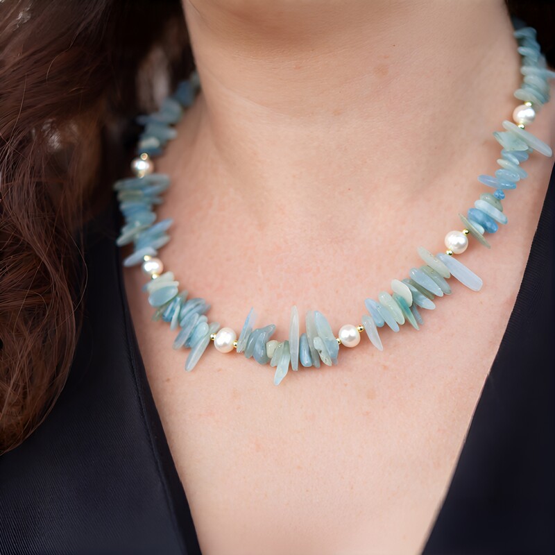 Collana in argento con Acquamarina Brasiliana (Riya)