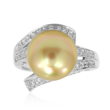 Anello in argento con Perla Dorata dei Mari del Sud Kabira (TPC)