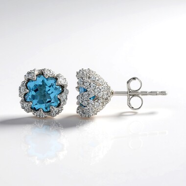 Swiss Blue Topaz Silver Earrings (de Melo)
