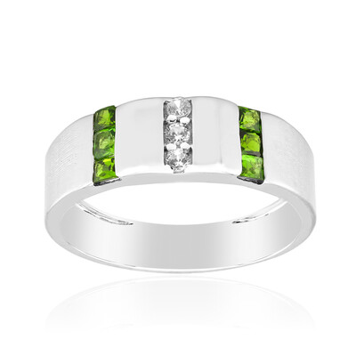 Bague en argent et Diopside de Russie