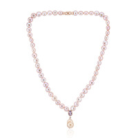 Zilveren halsketting met een Oranje zoetwater kweekparel (TPC)