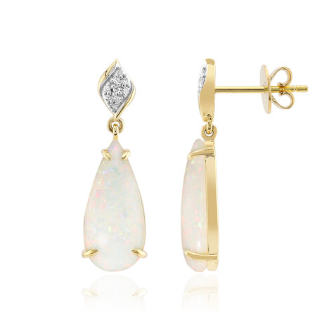 Pendientes en oro con Ópalo blanco de Brasil