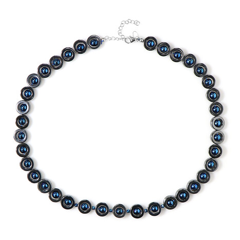 Hämatit-Silberhalskette