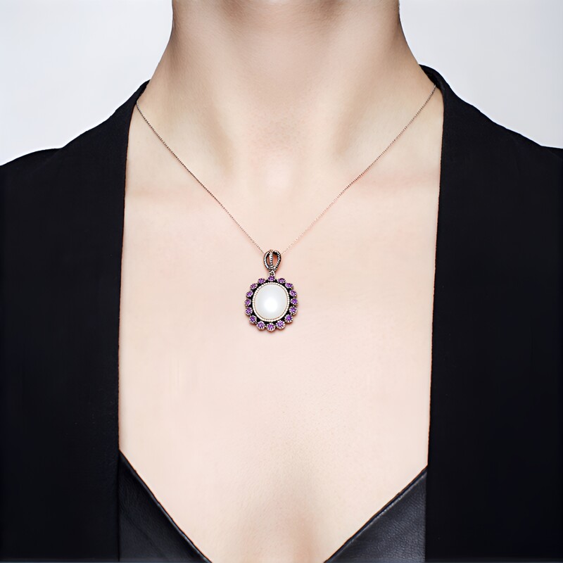 Pendentif en argent et Pierre de Lune blanche (Annette classic)