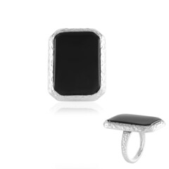 Zilveren ring met een zwarte onyx