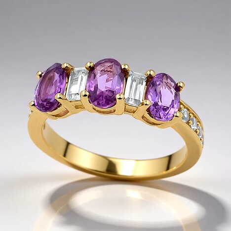 Anello in oro con Zaffiro Ceylon Porpora (non riscaldato)