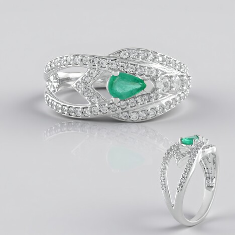 Anello in argento con Smeraldo Russo (de Melo)