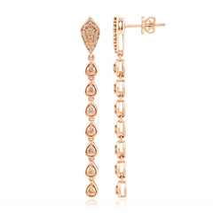 9K SI1 Argyle Rose De France Diamond Gold Earrings