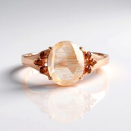 Anillo en plata con Cuarzo rutilado cobre