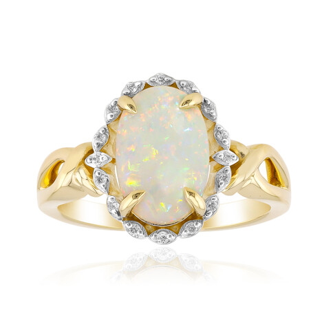9K Brazilian White Opal Gold Ring
