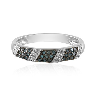 Blauer I3 Diamant-Silberring